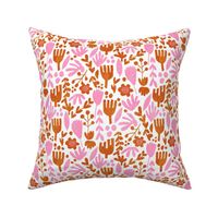 flower pop - scandi style bright bold flowers, pop floral, bright floral, happy florals  - pink and ochre