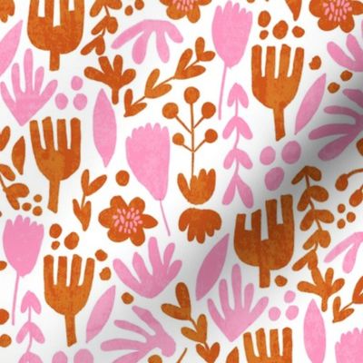 flower pop - scandi style bright bold flowers, pop floral, bright floral, happy florals  - pink and ochre