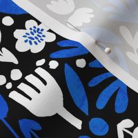 flower pop - scandi style bright bold flowers, pop floral, bright floral, happy florals  - blue and white