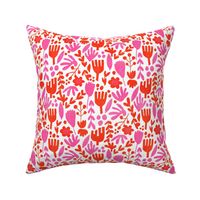 flower pop - scandi style bright bold flowers, pop floral, bright floral, happy florals  - red pink