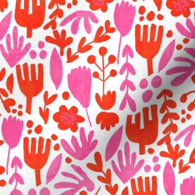 flower pop - scandi style bright bold flowers, pop floral, bright floral, happy florals  - red pink