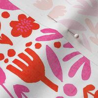 flower pop - scandi style bright bold flowers, pop floral, bright floral, happy florals  - red pink