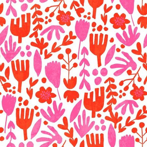 flower pop - scandi style bright bold flowers, pop floral, bright floral, happy florals  - red pink