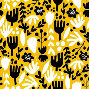 flower pop - scandi style bright bold flowers, pop floral, bright floral, happy florals  - yellow
