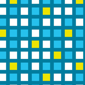 blue white and yellow cubes