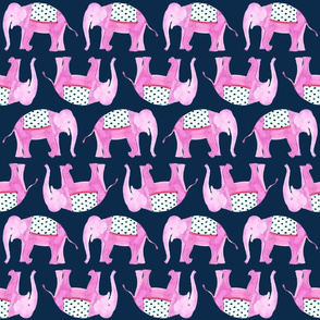 Walking Elephant Navy & Pink