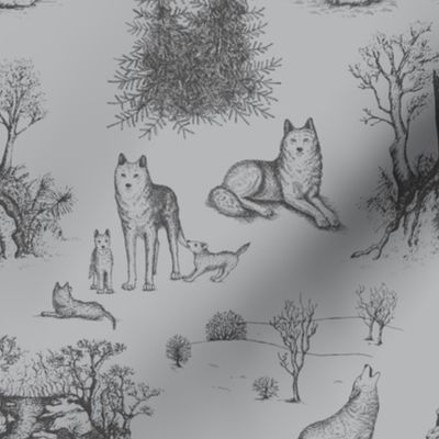 Eurasian Wolf Toile Pattern (Grey)