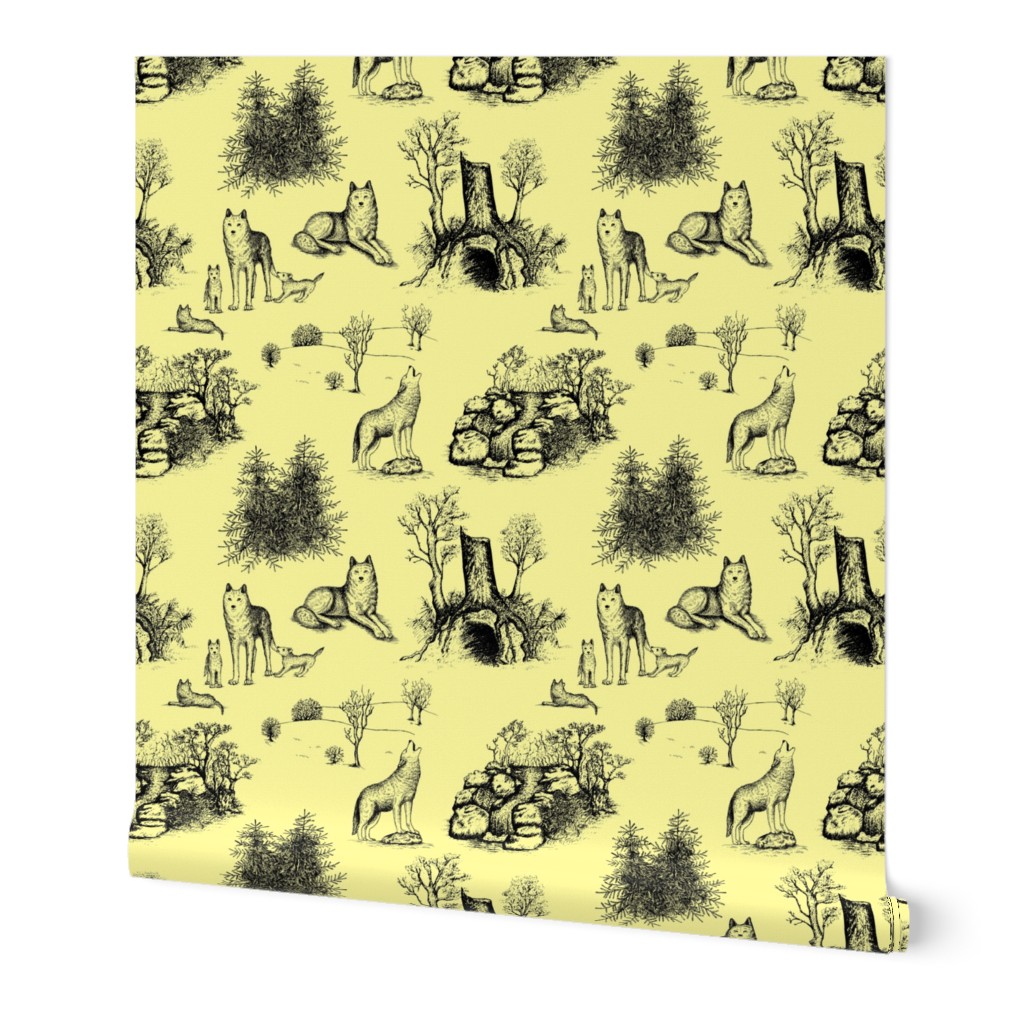 Eurasian Wolf Toile Pattern (Yellow and Black)