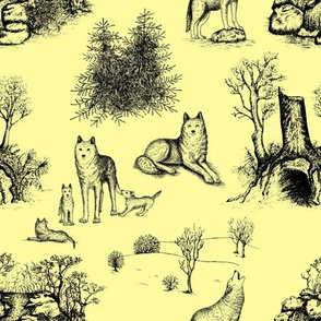 Eurasian Wolf Toile Pattern (Yellow and Black)
