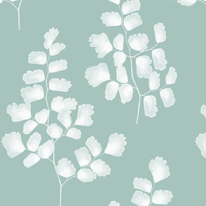 Maidenhair Ferns White On Celadon