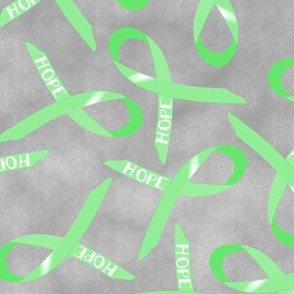 large scale hope ribbon scattered ditsy green