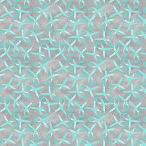 small scale hope ribbon scattered ditsy teal