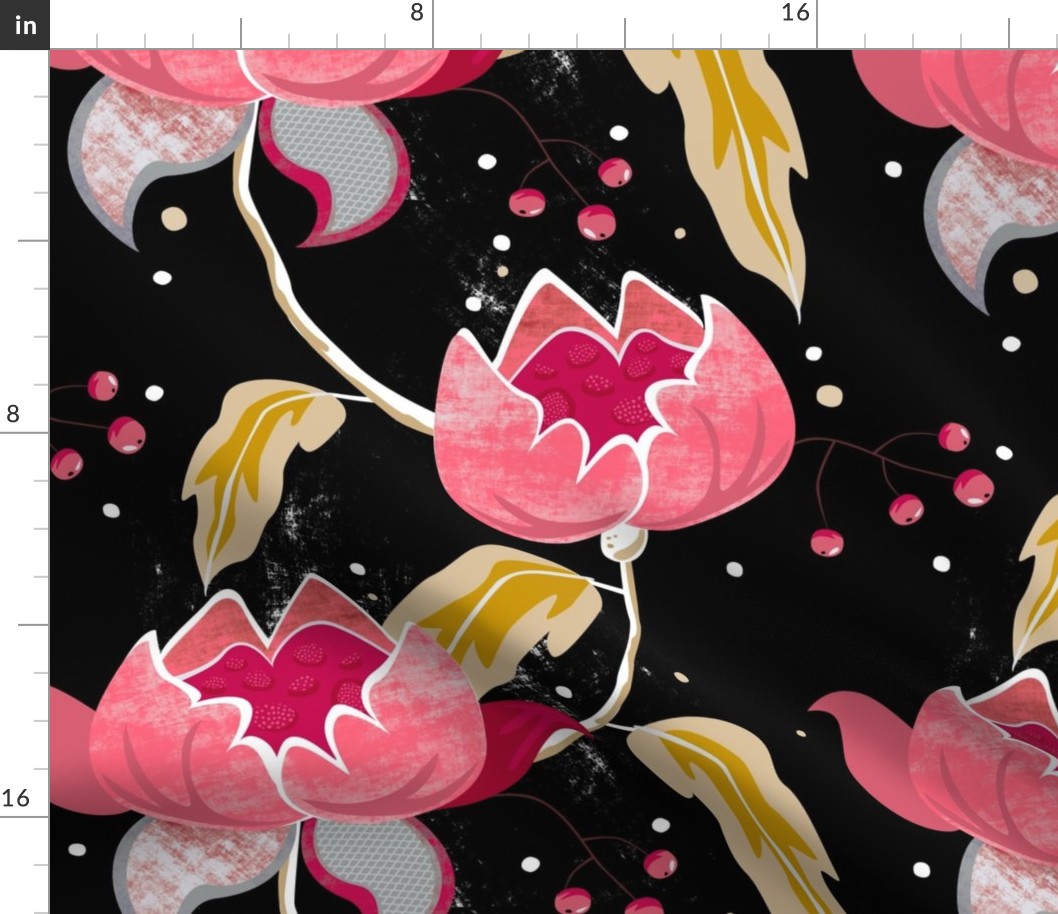 Vintage Floral on black by Mount Vic and Me