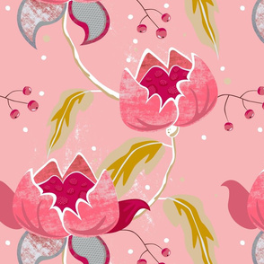 Vintage Floral on pink by Mount Vic and Me