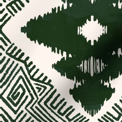 Block Ikat in Forest Green