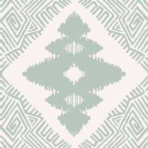 Block Ikat in Silver Green