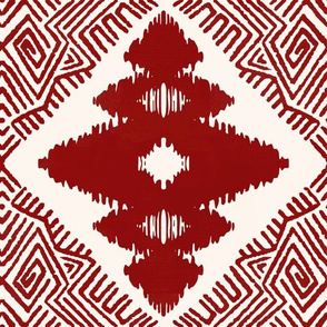 Block Ikat in Farmhouse Red