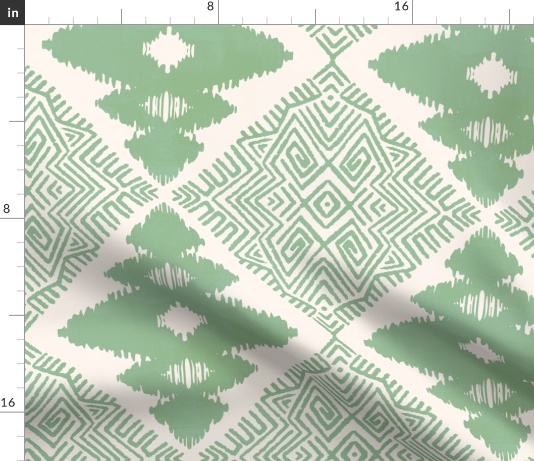 Block Ikat in Sage Green