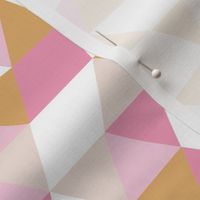 Modern geometric triangle pattern pink ochre beige girls pastel