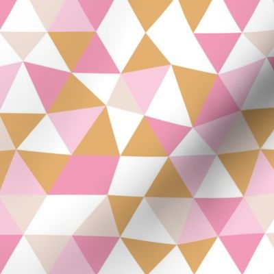 Modern geometric triangle pattern pink ochre beige girls pastel