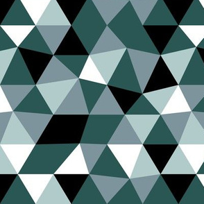 Modern geometric triangle pattern blue green forest night