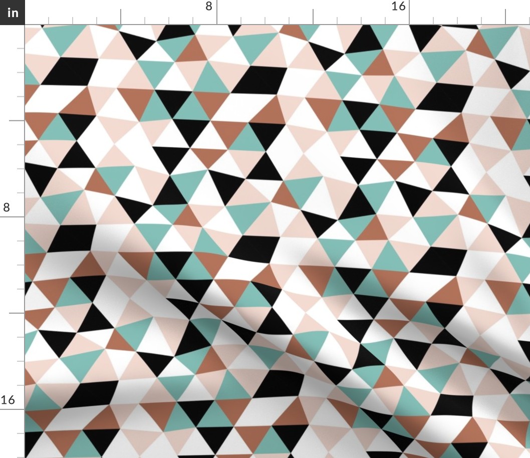 Modern geometric triangle pattern blue pastel mint woodland palette