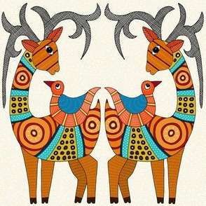 Indian deer and bird