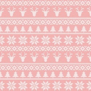 (4" scale) fair isle deer (light pink) || snowflake || winter knits C19BS