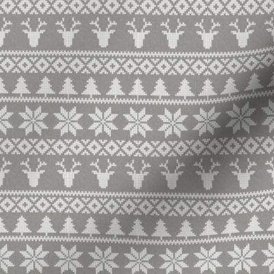 (4" scale) fair isle deer (grey) || snowflake || winter knits C19BS