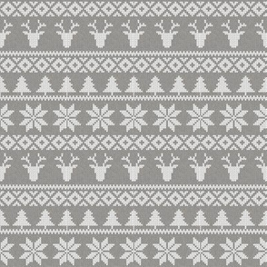 (4" scale) fair isle deer (grey) || snowflake || winter knits C19BS