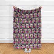 LARGE PSYCHEDELIC cute RAT FRONT DOODLE  SEAMLESS PATTERN FLWRHT
