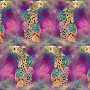 LARGE SCALE PSYCHEDELIC RAT 2 BACK DOODLE  SEAMLESS PATTERN FLWRHT