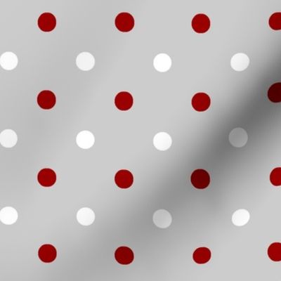 Crimson red and grey team color polka dot grey background