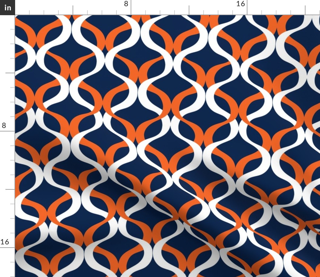 Navy and orange team color wave navy background copy