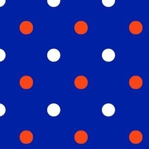 Royal blue and orange team color polka dot blue background