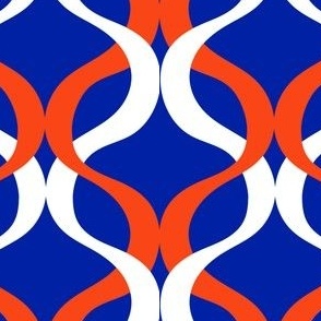 Royal blue and orange team color wave blue background