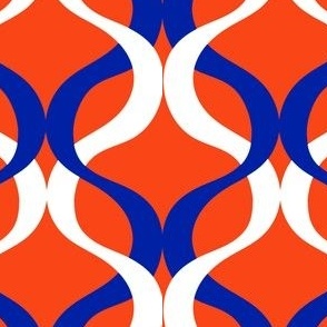 Royal blue and orange team color wave orange background