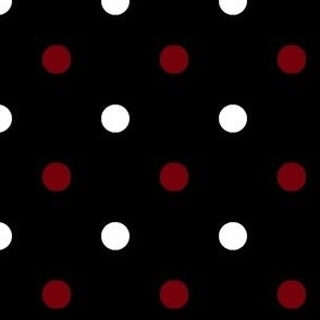 Garnet and black team color polka dot  black background