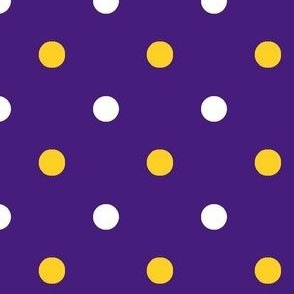 Purple and yellow team color polka dot yellow background