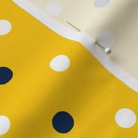 Yellow and blue team color polka dot yellow background