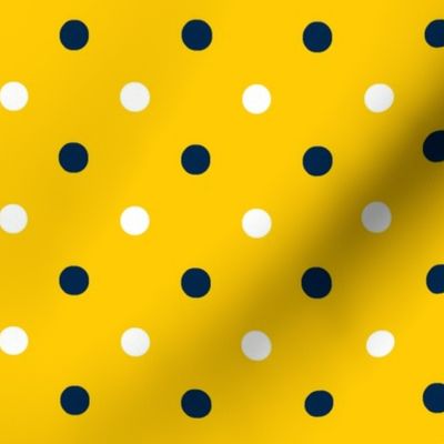 Yellow and blue team color polka dot yellow background