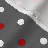 Scarlet red and dark grey team color polka dot grey background