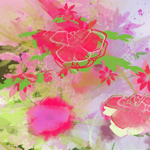 Pink Floral Japanese Influence 