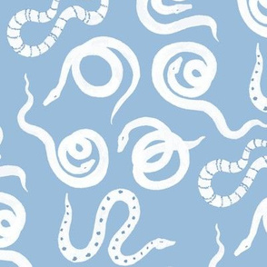 Ink Snakes (white on blue)