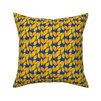 Golden Autumn Leaves Tossed by the Breeze on Navy Blue - Small Scale