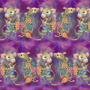 SMALL SCALE LET ME TELL YOU A SECRET RATS COUPLE SEAMLESS DOODLE PATTERN FLWRHT