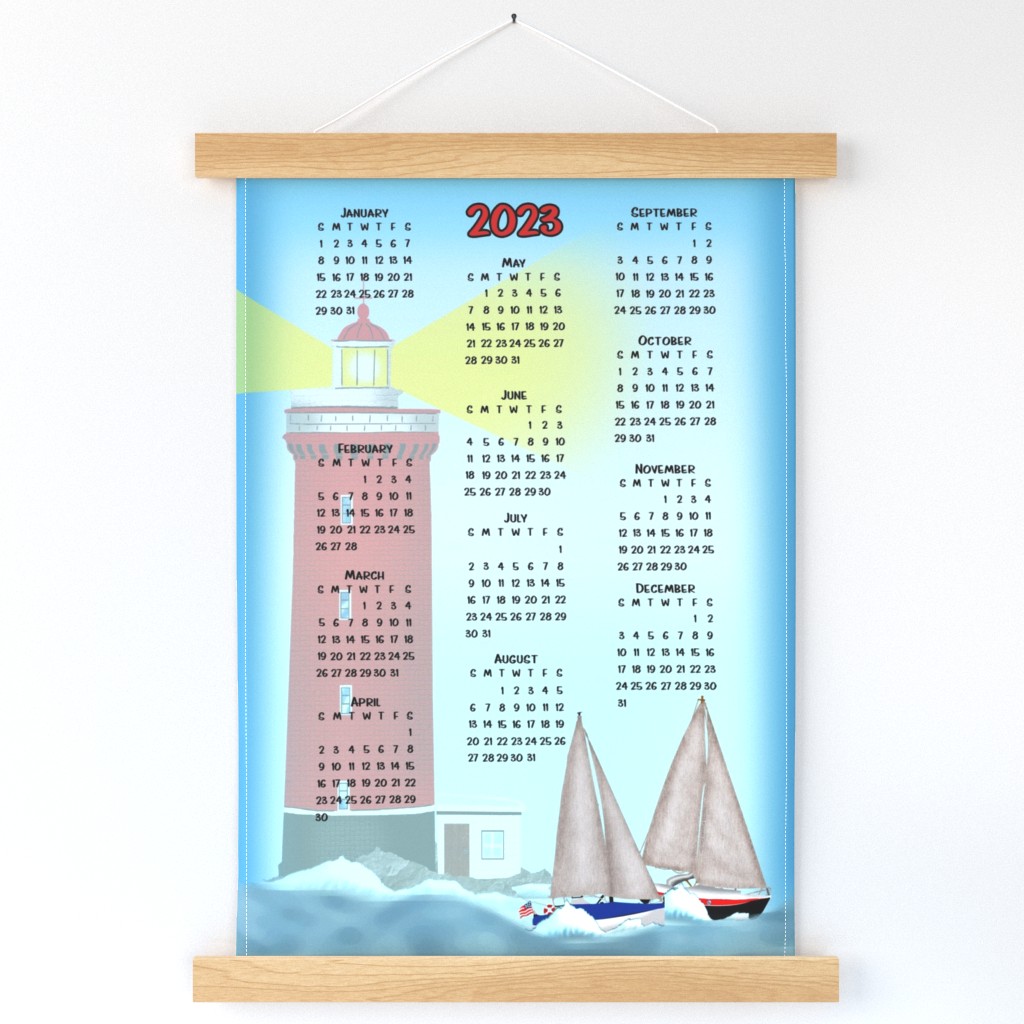 Lighthouse with sailboats 2023 calendar