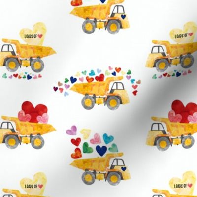 6" Loads of Love Construction Truck // White - Valentine's Day, Boy Valentine, Hearts