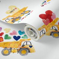 6" Loads of Love Construction Truck // White - Valentine's Day, Boy Valentine, Hearts