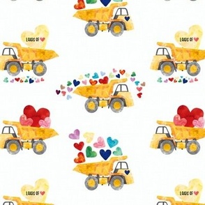 6" Loads of Love Construction Truck // White - Valentine's Day, Boy Valentine, Hearts